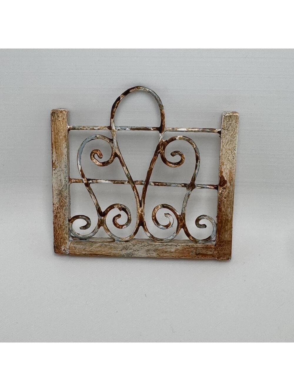 Miniature Wrought Iron Gate‎ Dollhouse Fence Garden Outdoor Fairy Garden